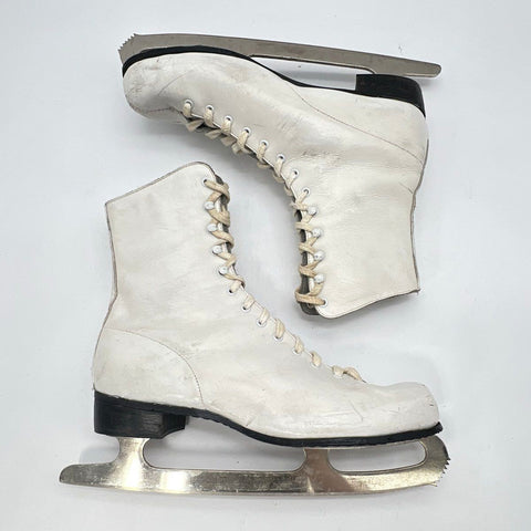 Vintage Pastime Women's White Leather Figure Ice Skates Canada Size 9