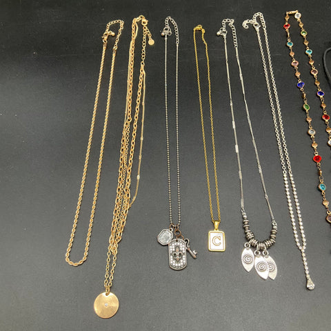 Fashion Jewelry Lot 10 Necklaces Pendants Gold & Silver Tone Bohemian Assortment