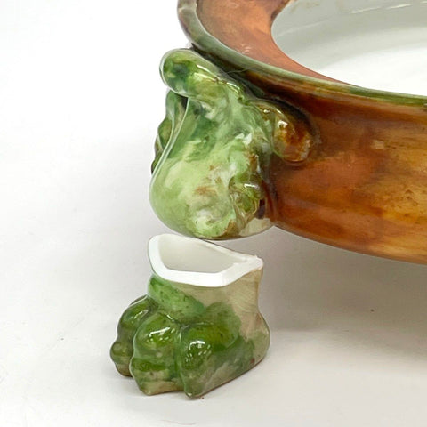 Antique Vienna Austria Porcelain Footed Bowl Figural Paw Feet Hand Painted 1900s