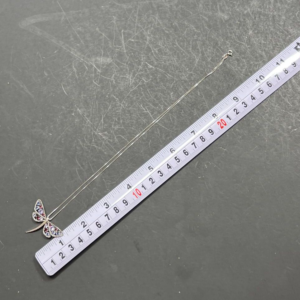 Simply Vera 925 Sterling Silver Purple Rhinestone Dragonfly Necklace 5g