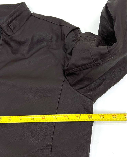 American Breed Brown Faux Leather Sherpa Lined Moto Jacket Men's M NWT