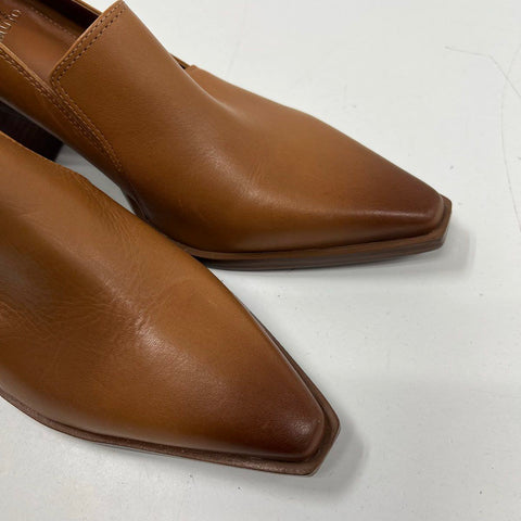 Vince Camuto Wevenly Brown Leather Stacked Heel Loafer Pump Size 10M