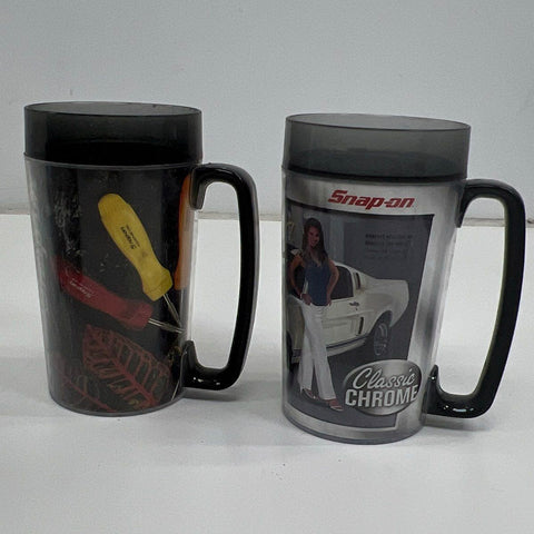 Vintage Snap-on Tools 4 Pc Travel Mug Lot 2000s Pin-up Girl & Classic Car