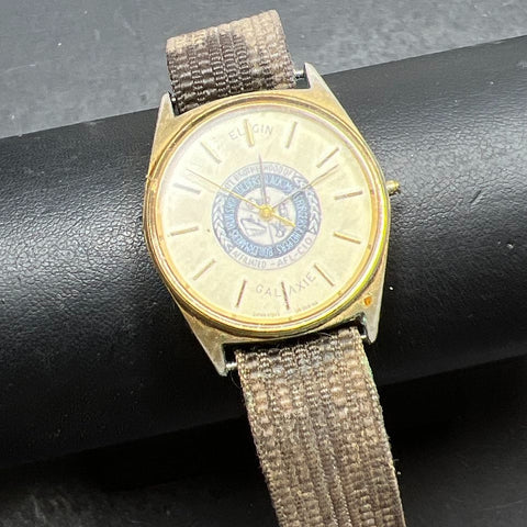 Vintage Elgin Galaxie AFL-CIO Union Gold Tone Quartz Watch New Battery
