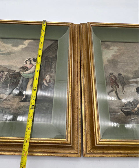 William Hamilton Colored Engravings January February Pair 15x17 Framed Boydell