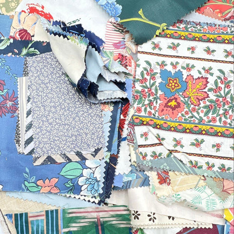 Vintage Fabric Quilt Squares Lot Mixed Cotton Patterns Floral Paisley 8 lbs