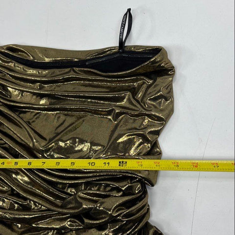 NWT Vince Camuto Gold Metallic Ruched One Shoulder Bodycon Dress Women's Size 14