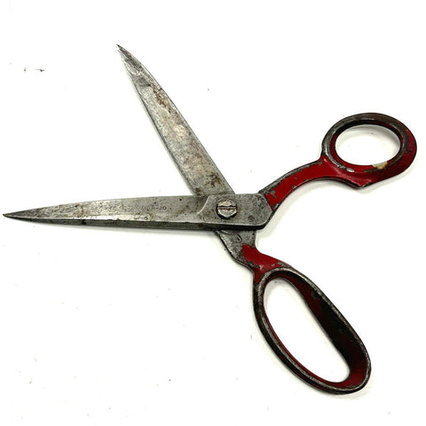 Wiss No. 20 Inlaid Shears Industrial Upholstery Scissors USA Vintage Red Handle