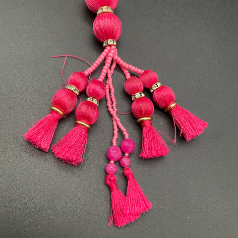 Kate Spade New York Gold Tone Pink Marbled Bead Tassel Necklace 18-20"
