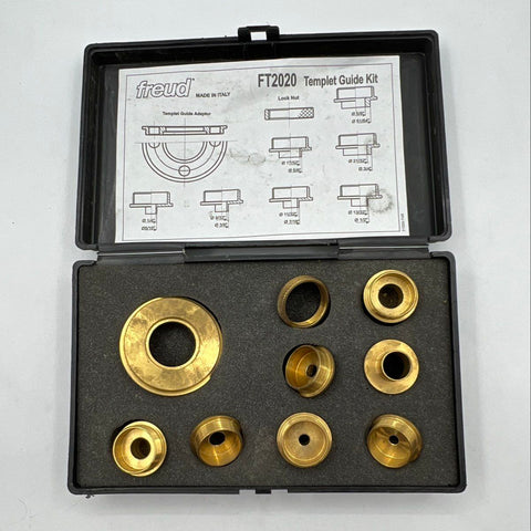 Freud FT2020 9-Piece Brass Router Templet Guide Kit Made in Italy with Case