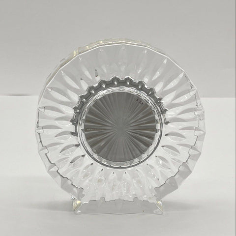 Vintage Crystal Quartz Desk Clock Roman Numeral Sunburst Cut Glass 5 Inch