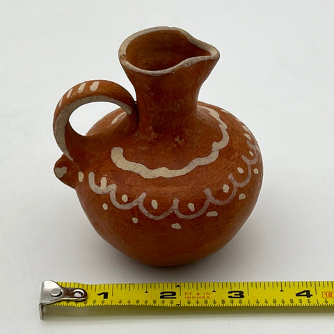 Native American Pottery Pitcher Small Hand-Painted Terracotta Clay 5 Inch