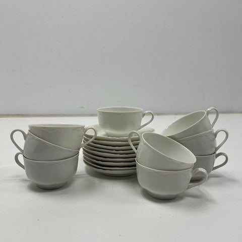 Haviland Ranson 18pc Teacup & Saucer Set White Porcelain Vintage France