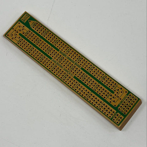 Vintage Brooks Triumph Wood Cribbage Board 3 Lane Glanson Co 13 Inch With Box