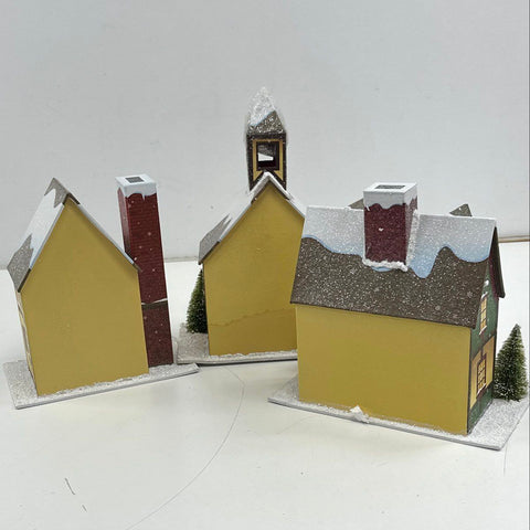 Advent Village Christmas Calendar 3 Piece Wood Composite Set 24 Doors With Box