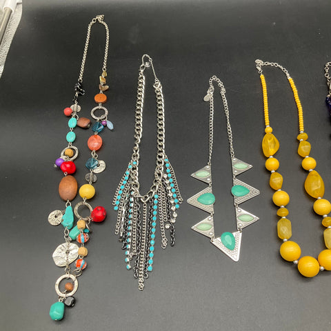 Mixed Fashion Necklace Jewelry Lot 8pc Beaded Shell Statement Boho Styles