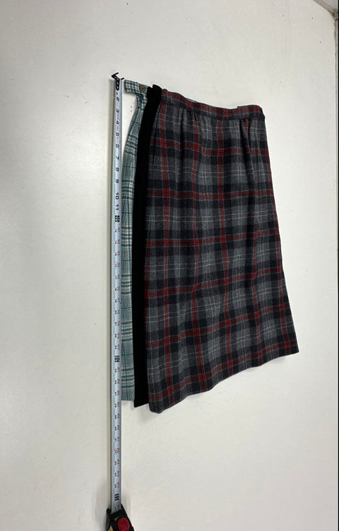 Vintage Pendleton Women's Wool Skirt Lot 3pc Plaid Tartan Solid Black Sz 8