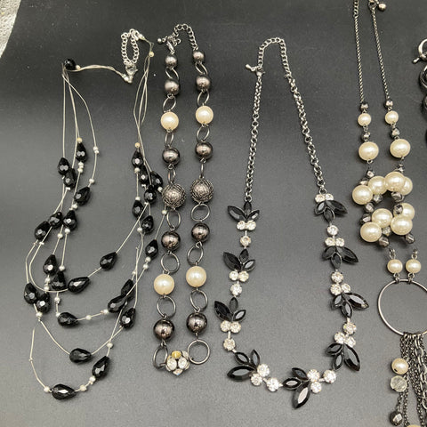 Mixed Costume Jewelry Lot of 10 Necklaces Statement Faux Pearl Beaded 1.3 lbs