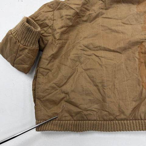 Vintage Cesarino Kids Coat Tan Brown Made in Italy Fur Trim Padded Jacket Sz 4
