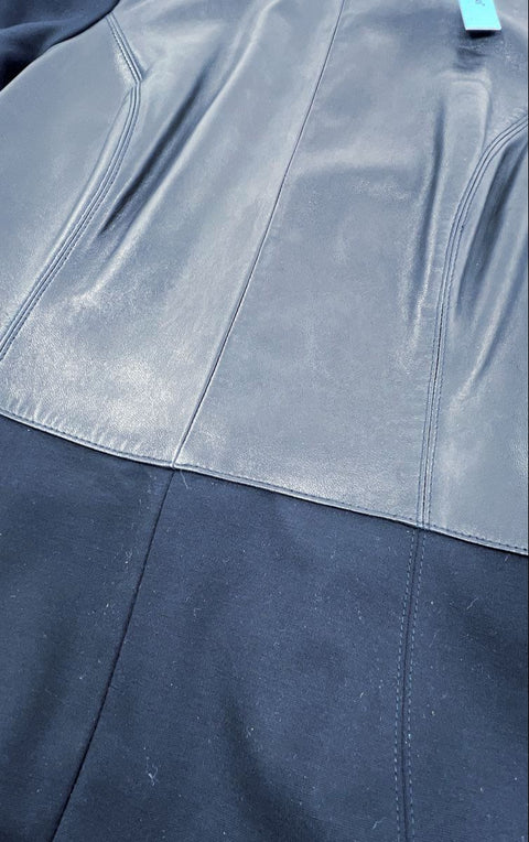 Antonio Melani Women's Kee Black Leather Bodice Long Sleeve Sheath Dress Sz 6