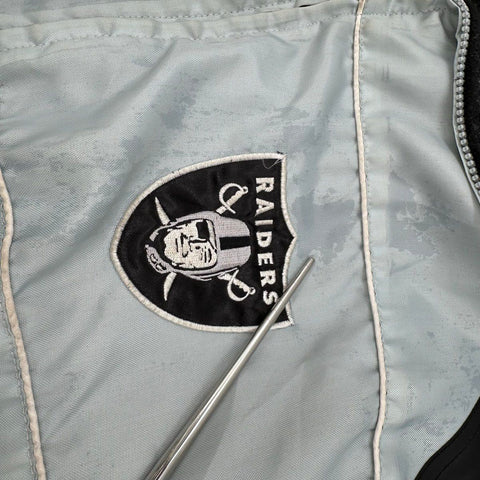 NFL Raiders Men's Reversible Fleece Windbreaker Jacket Black Gray Sz XL