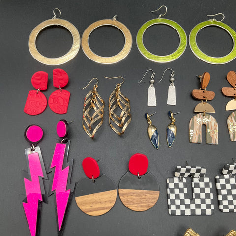 Mixed Fashion Earrings Jewelry Lot 20 Pairs Pierced Geometric Acrylic Boho