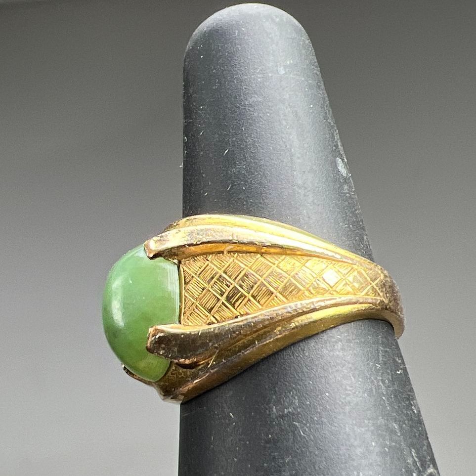 Vintage Green Stone 10K Gold Filled Ring Size 5