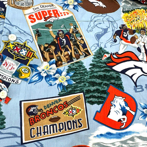 Reyn Spooner Men's Blue NFL Denver Broncos Super Bowl Champions Aloha Shirt XL