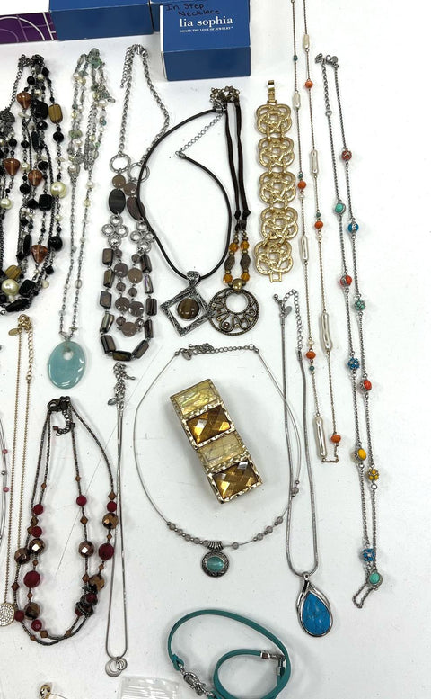 Vintage Lia Sophia & Mixed Costume Jewelry Lot Necklaces Bracelets Earrings