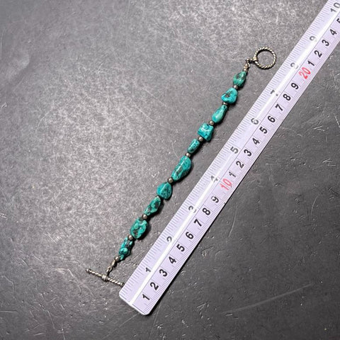 Turquoise & Sterling Silver Beaded Bracelet 16g