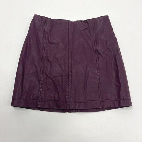 Free People Plum Purple Faux Leather A-Line Mini Skirt Women's Size 6