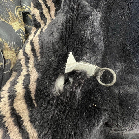 Vintage 80s Faux Fur Swing Coat Zebra Animal Print Trim Made in Canada SJW