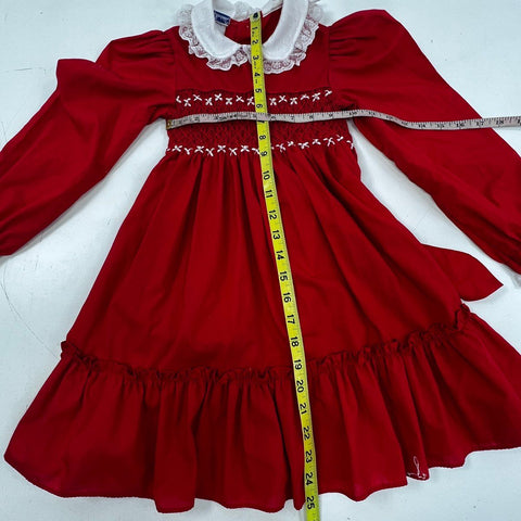 Vintage 80s Polly Flinders & Sarah Kent Girls Smocked Floral Lace Dress Lot 6 7