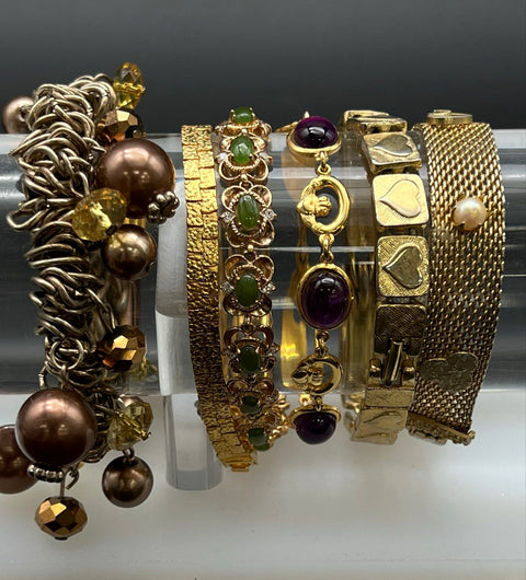 Juicy Couture & Gold Tone Jewelry Lot of 11 Charm Mesh Rhinestone Bracelets