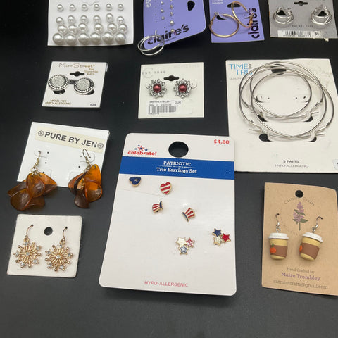 Claire's Forever 21 Time & Tru Earrings Jewelry Lot 30 Pairs Studs Hoops Drops