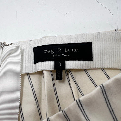 Rag & Bone Women's Pinstripe Slim Ankle Pants White Black Sz 0
