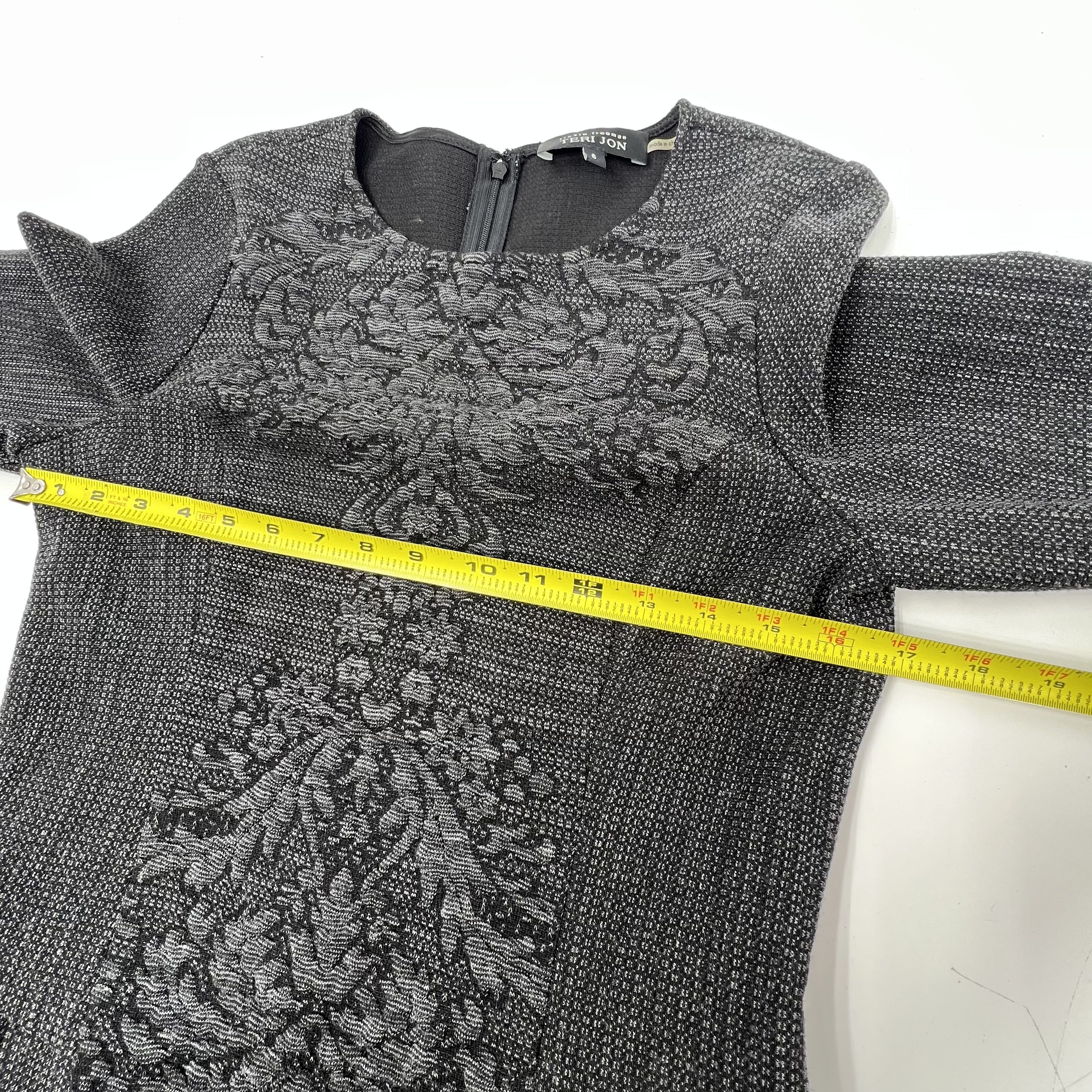 Teri Jon Rickie Freeman Embroidered Tweed Fit & Flare A-Line Dress Sz 6