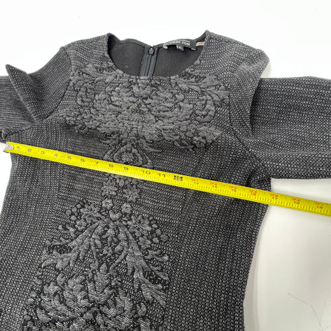 Teri Jon Rickie Freeman Embroidered Tweed Fit & Flare A-Line Dress Sz 6