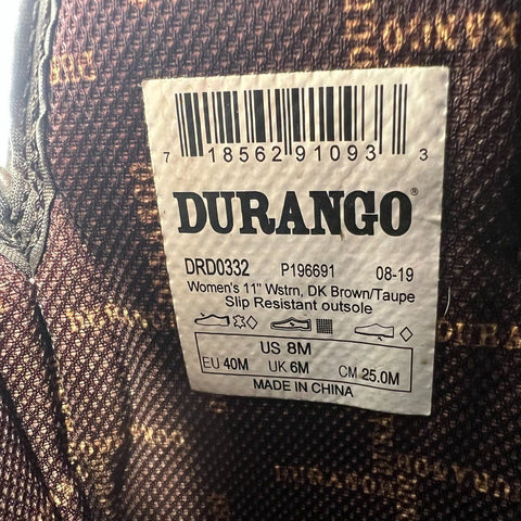 Durango Lady Rebel DRD0332 Western Cowboy Boots Brown Taupe Leather Size 8M