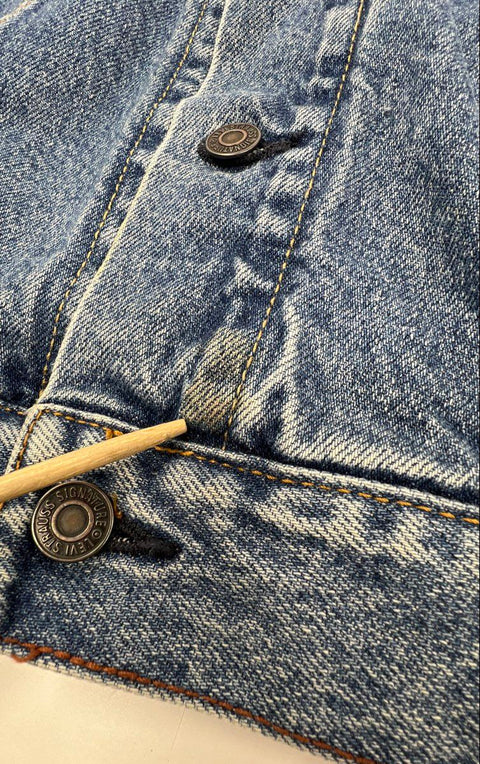 Levi Strauss Signature Men's Blue Denim Trucker Jacket 100% Cotton Sz L