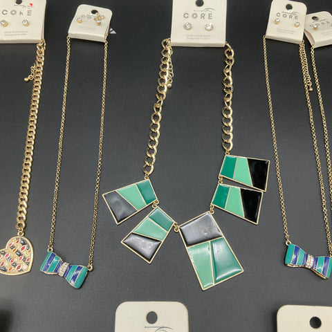 Core Jewelry Lot of 11 Necklace Earring Sets Modern Geometric Enamel Gold Tone