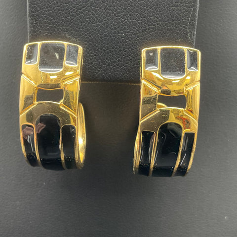 Vintage Monet Trifari Costume Jewelry Lot 8pc Gold Tone Black Enamel