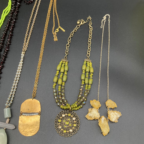 Boho Statement Necklace Lot of 10 Coldwater Creek Roost Beaded Stone Artisan