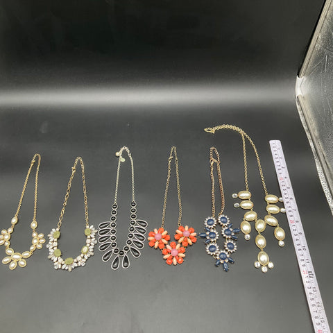 Liz Claiborne & Mixed Statement Necklaces Jewelry Lot of 6 Gold Silver Tone