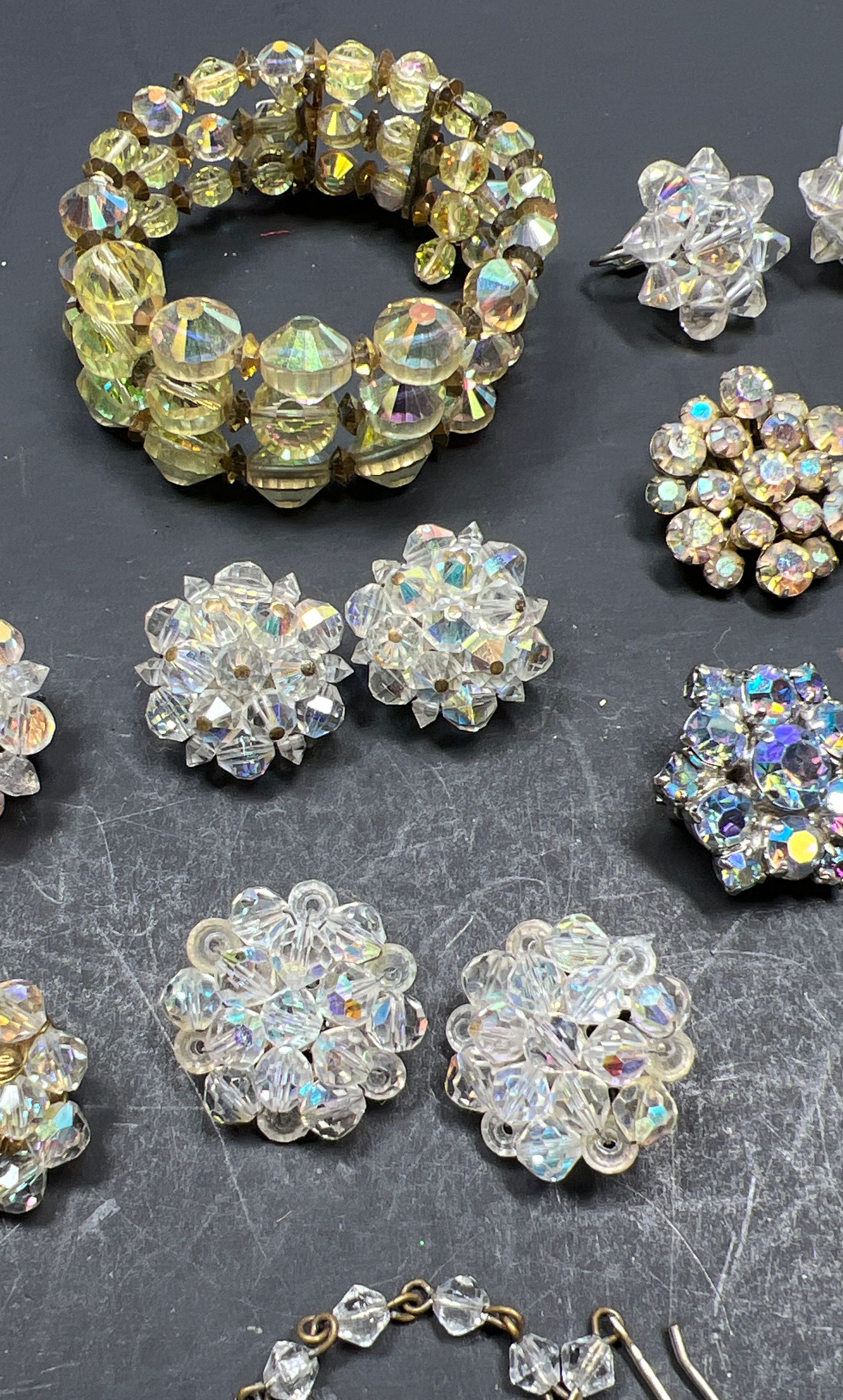 Multifaceted Sparkling Aurora Borealis Beaded Jewelry Lot