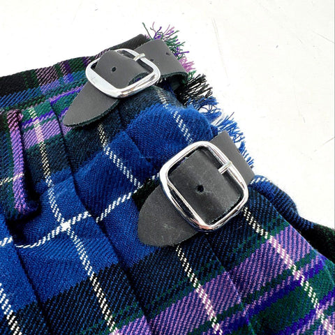 Scottish Design Tartans Men's Blue Purple Plaid Pleated Wool Blend Kilt Sz 36