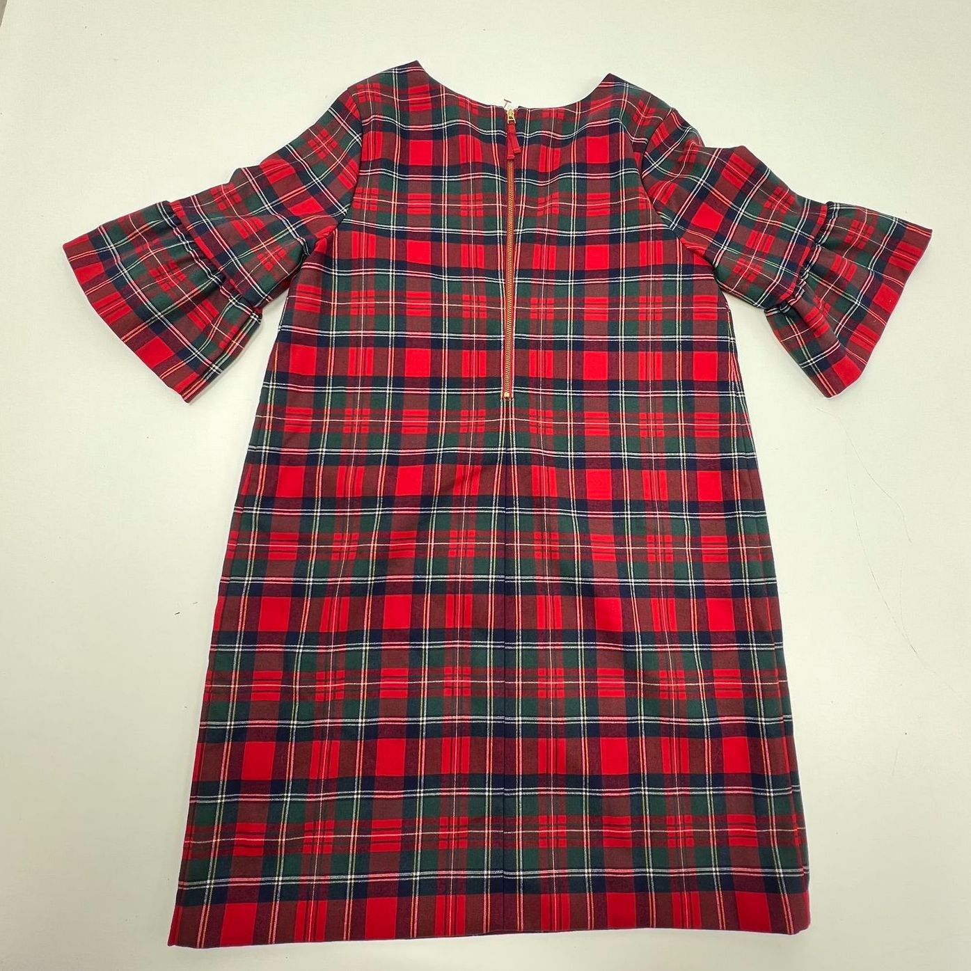 Vineyard Vines Red Plaid Greenwich Flutter Sleeve Dress Women's 10 NWT