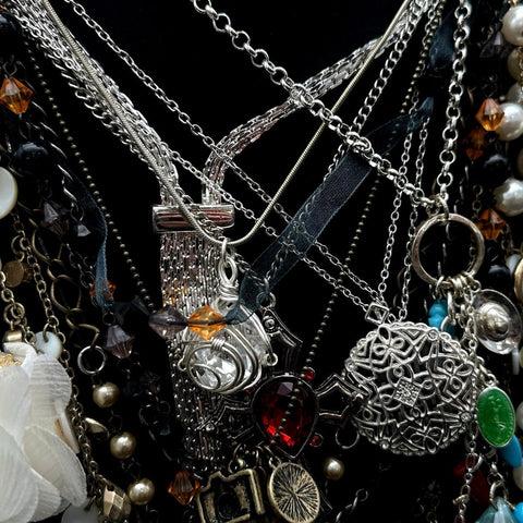 Mixed Fashion Necklaces Jewelry Lot Faux Pearl Charms Cross Sombrero Flower