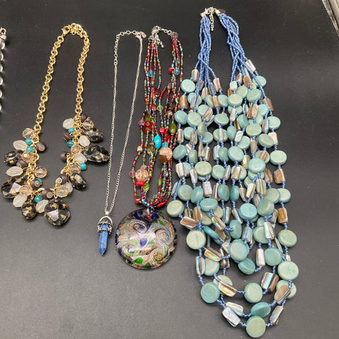 Laila Rowe Beaded Jewelry Lot 9 Necklaces Turquoise Style Tree of Life Glass