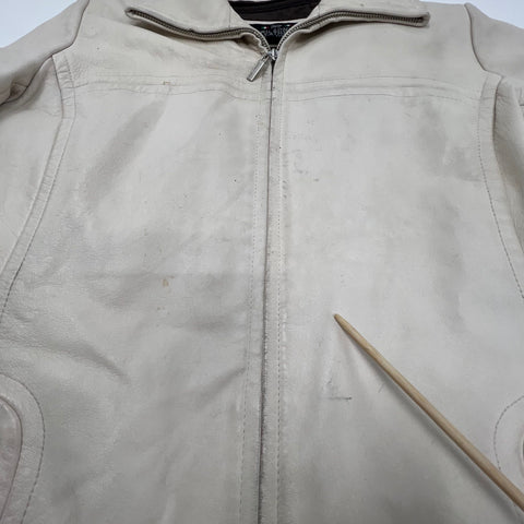 Vintage Y2K Wilsons Leather Cream Italian Moto Jacket Thinsulate Womens S